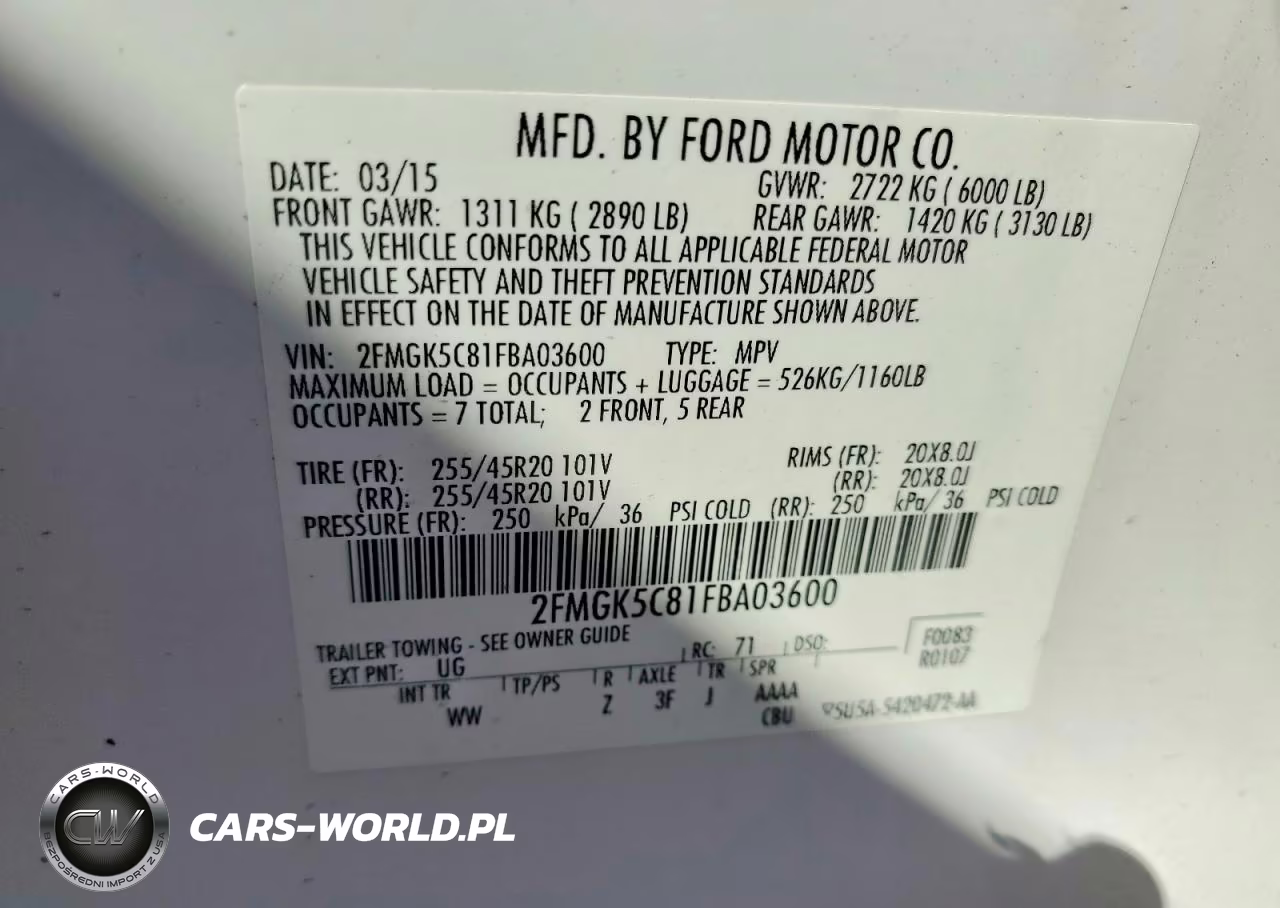 2015 Ford Flex Sel VIN:2FMGK5C81FBA03600 - 13