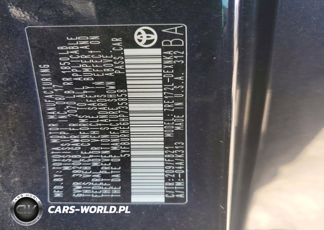 2017 Toyota Corolla Le VIN:5YFBURHE6HP735858 - 12