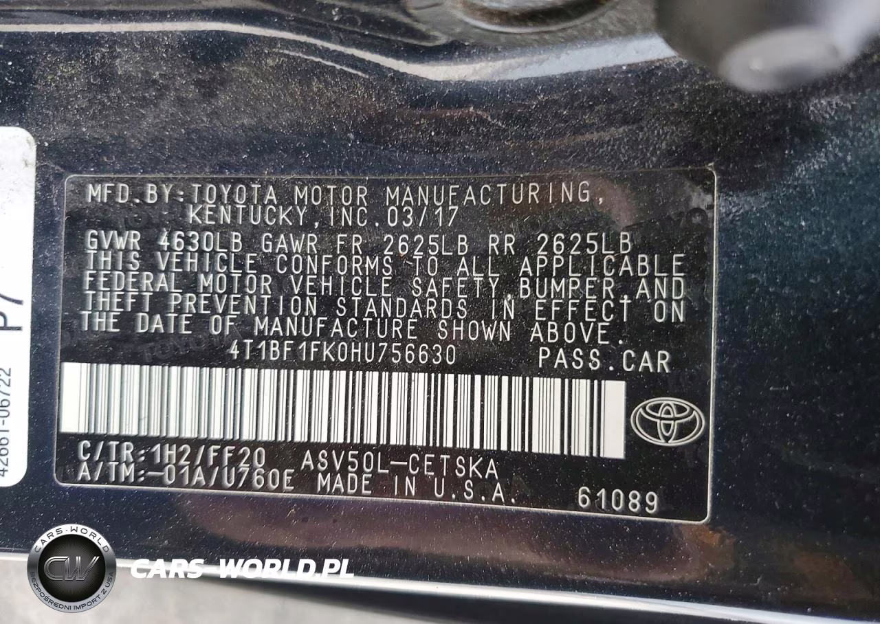 2017 Toyota Camry Se VIN:4T1BF1FK0HU756630 - 12