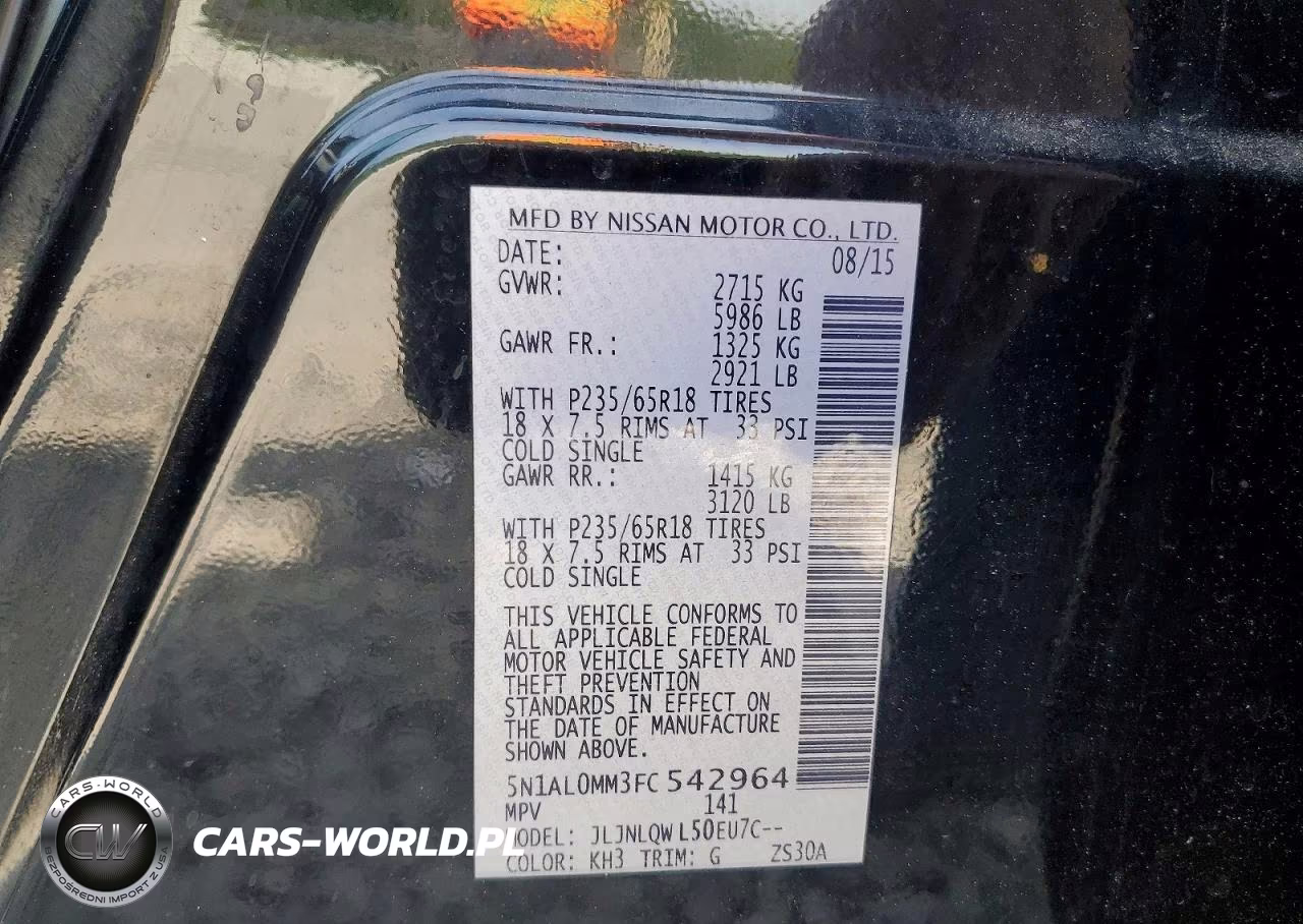 2015 Infiniti Qx60 Base VIN:5N1AL0MM3FC542964 - 14