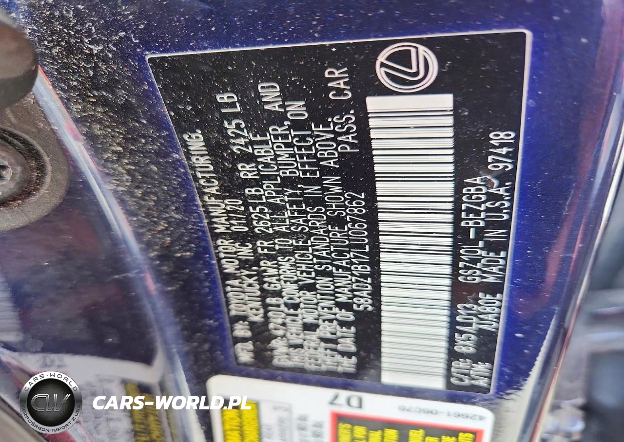 2020 Lexus Es 350 VIN:58ADZ1B17LU067862 - 13