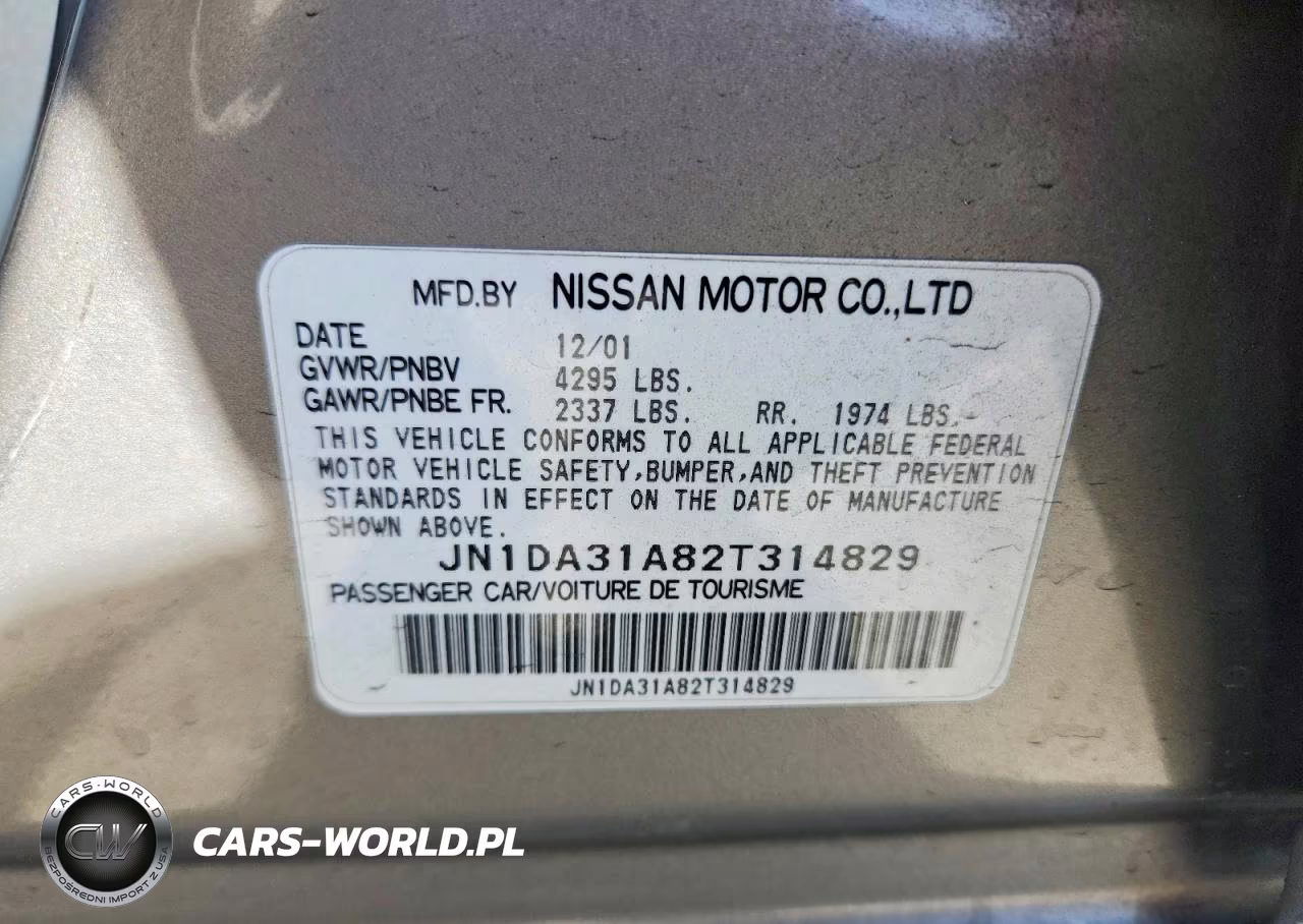 2002 Nissan Maxima Gxe VIN:JN1DA31A82T314829 - 12