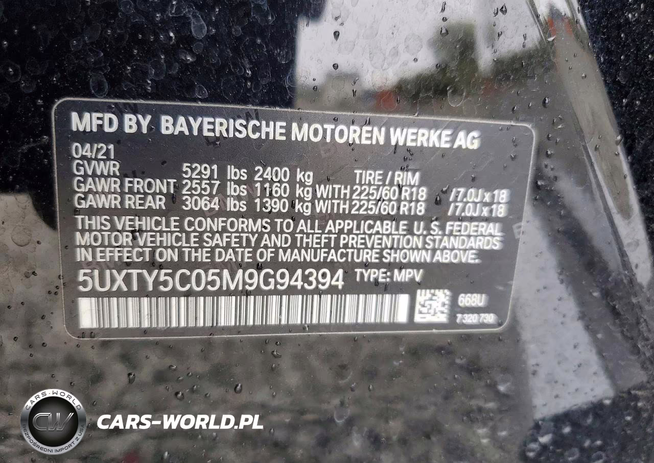 2021 BMW X3 xDrive30I VIN:5UXTY5C05M9G94394 - 14