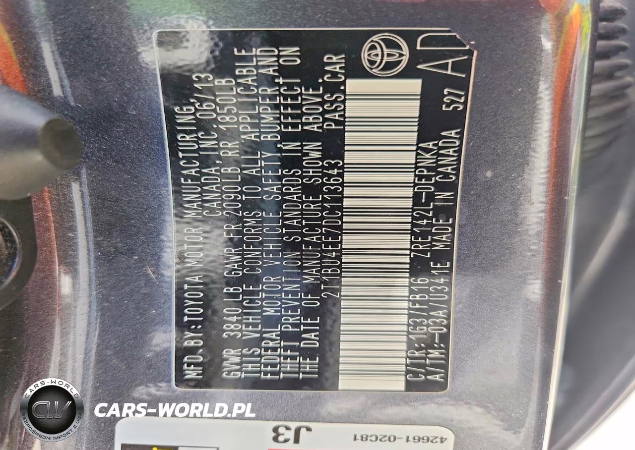 2013 Toyota Corolla Le VIN:2T1BU4EE7DC113643 - 13