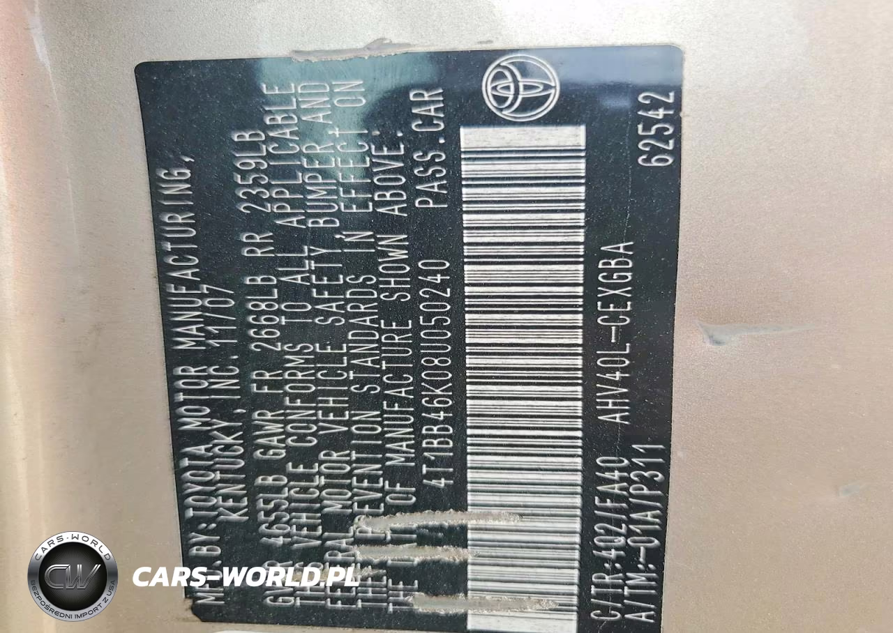 2008 Toyota Camry Hybrid VIN:4T1BB46K08U050240 - 12