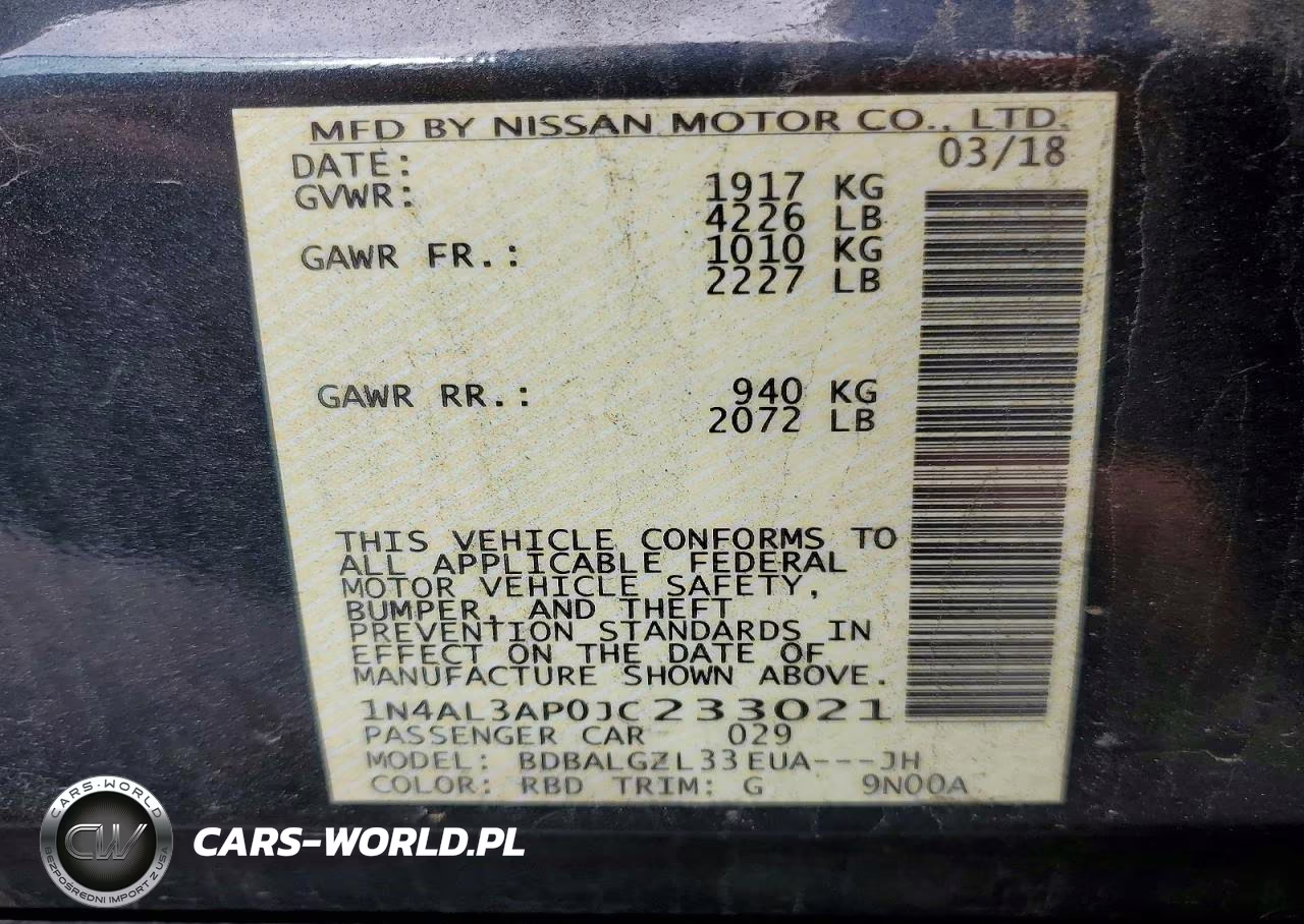 2018 Nissan Altima 2.5 S VIN:1N4AL3AP0JC233021 - 12