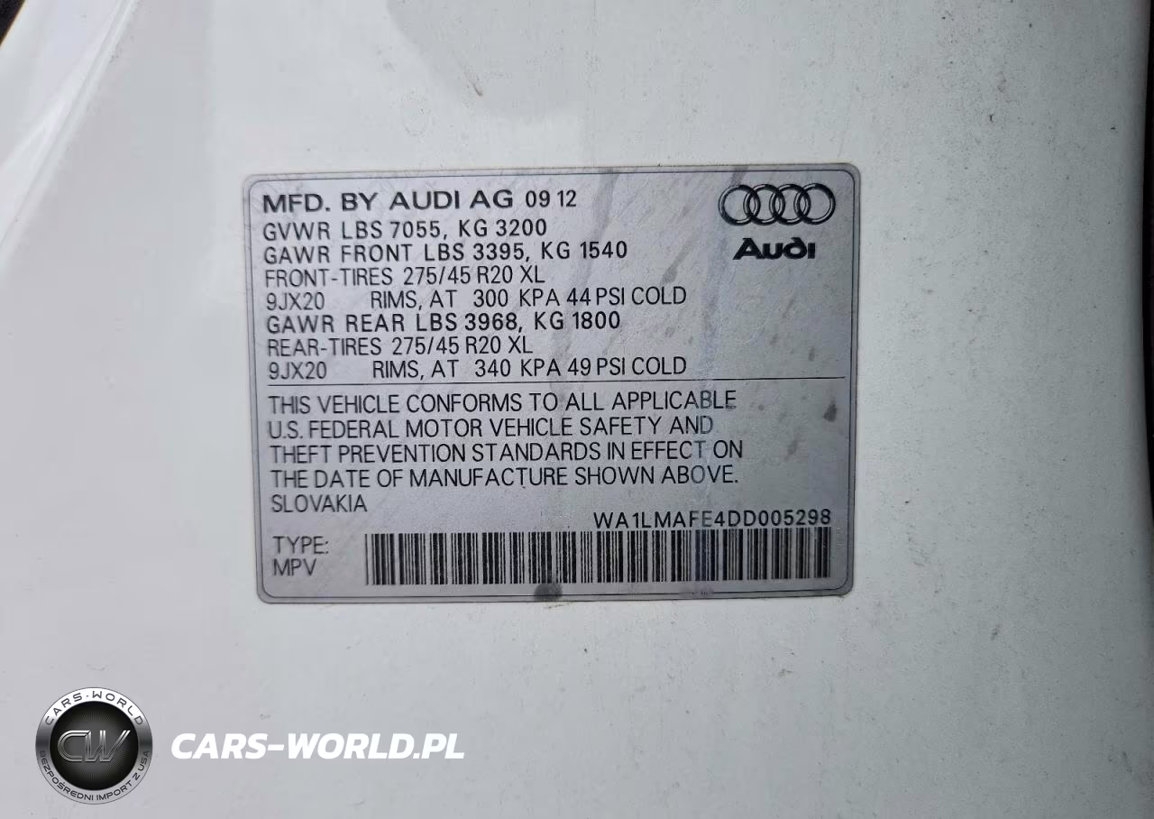 2013 Audi Q7 Premium Plus VIN:WA1LMAFE4DD005298 - 12