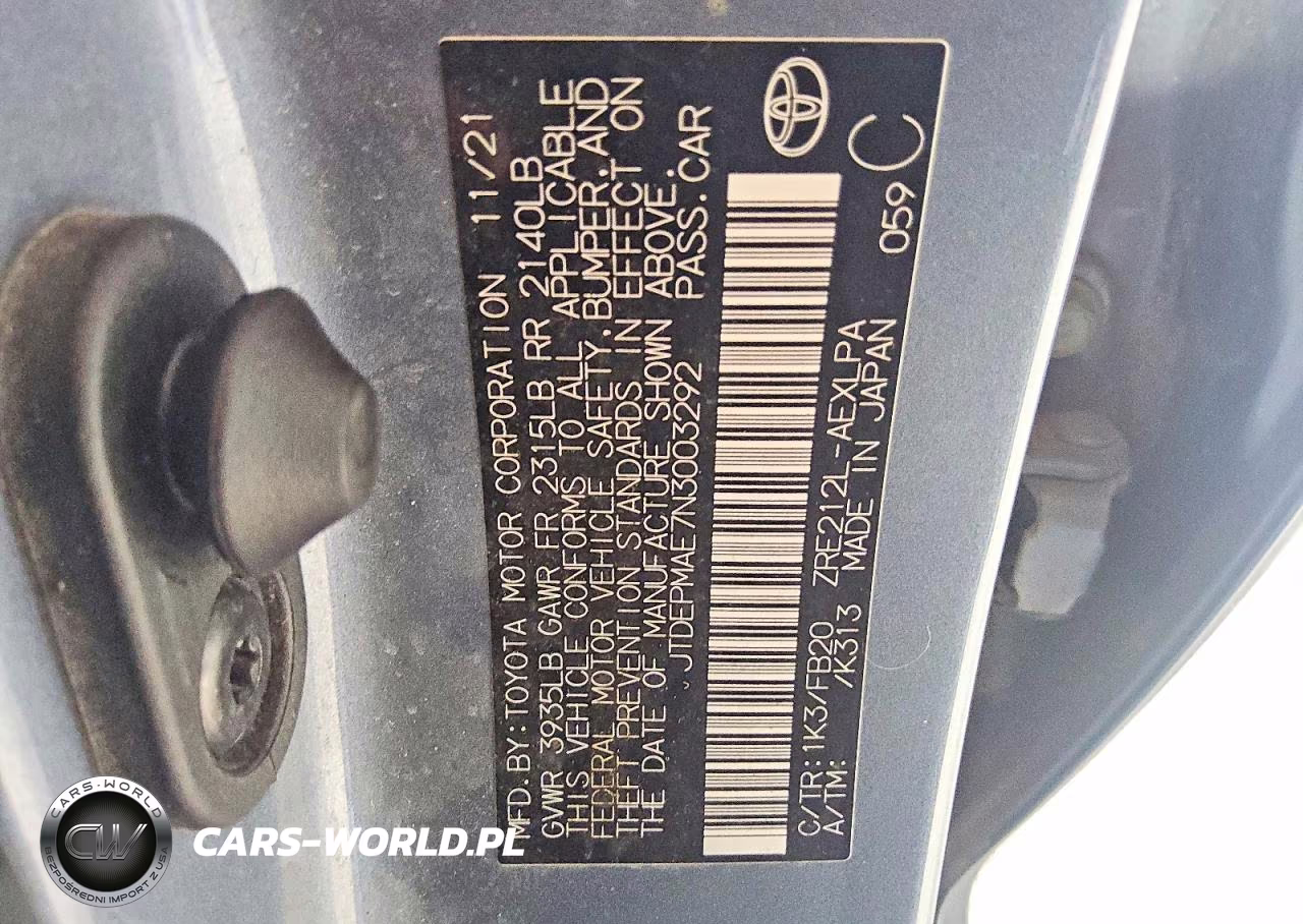 2022 Toyota Corolla Le VIN:JTDEPMAE7N3003292 - 12