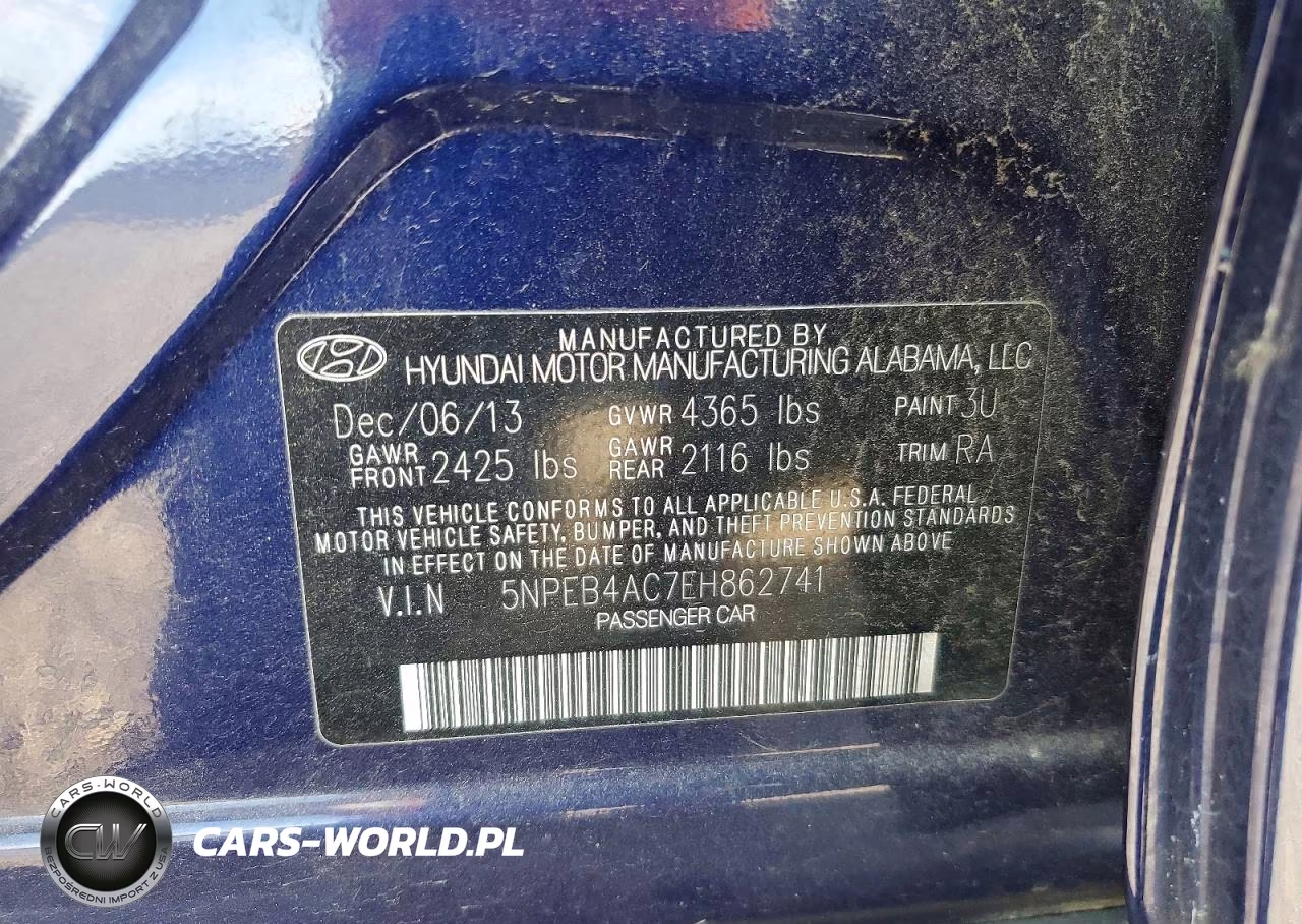 2014 Hyundai Sonata Gls VIN:5NPEB4AC7EH862741 - 12