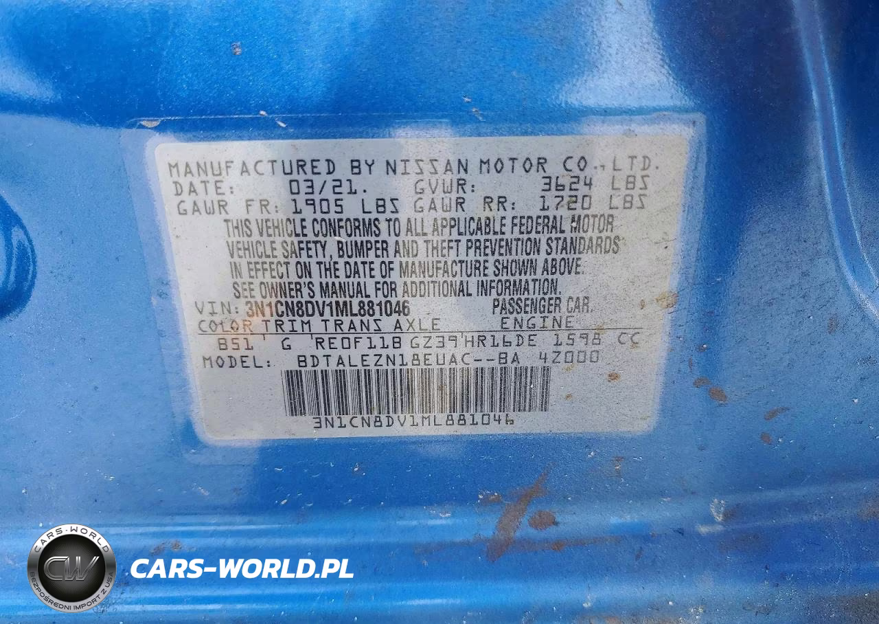 2021 Nissan Versa S VIN:3N1CN8DV1ML881046 - 12