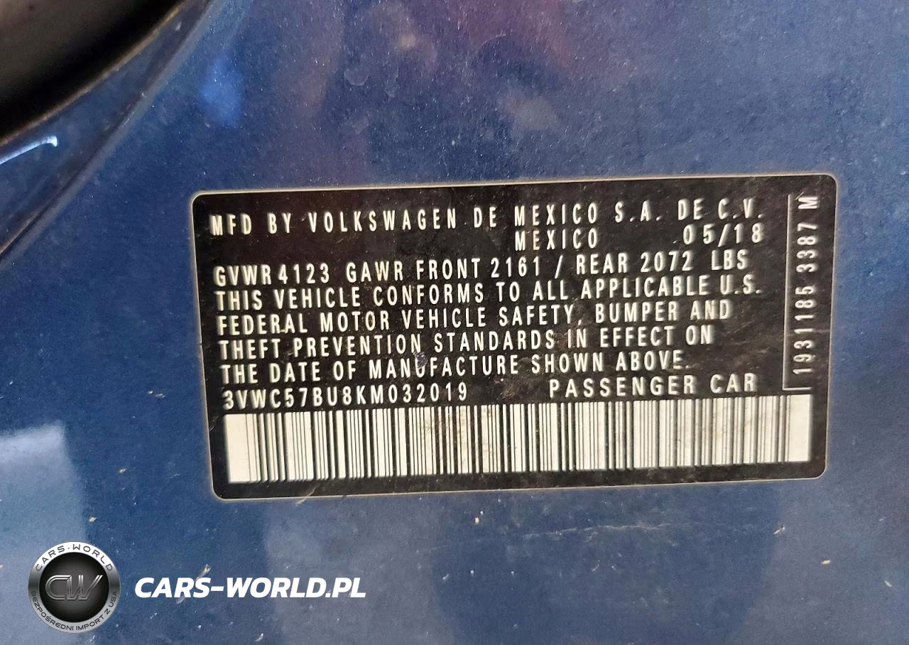2019 Volkswagen Jetta S VIN:3VWC57BU8KM032019 - 12