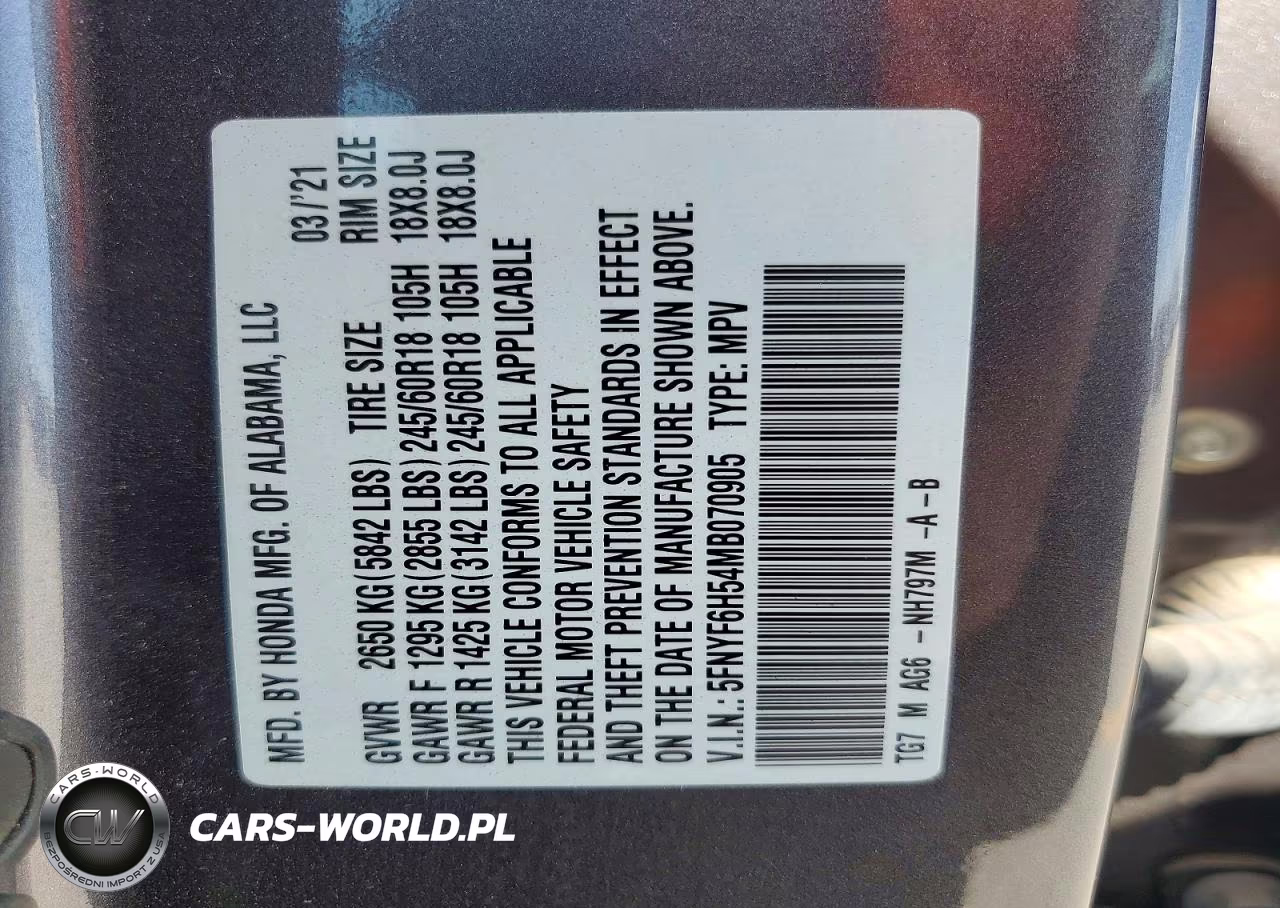 2021 Honda Pilot Exl VIN:5FNYF6H54MB070905 - 13