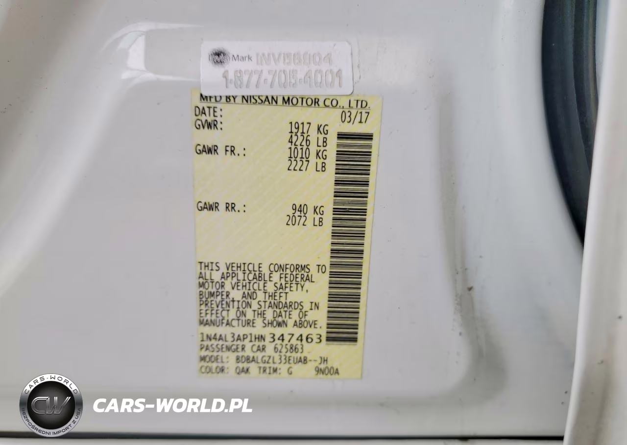 2017 Nissan Altima 2.5 S VIN:1N4AL3AP1HN347463 - 13