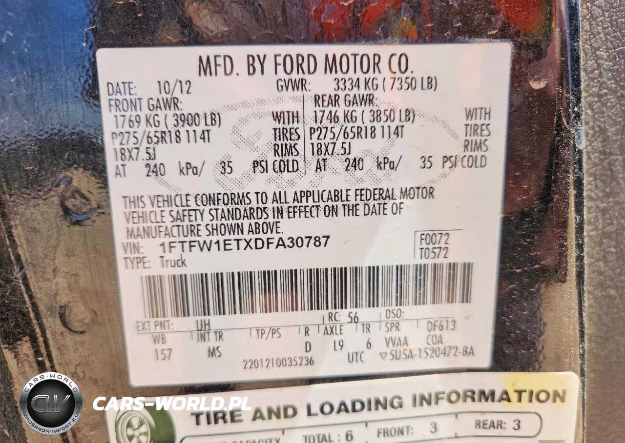 2013 Ford F150 Supercrew VIN:1FTFW1ETXDFA30787 - 12