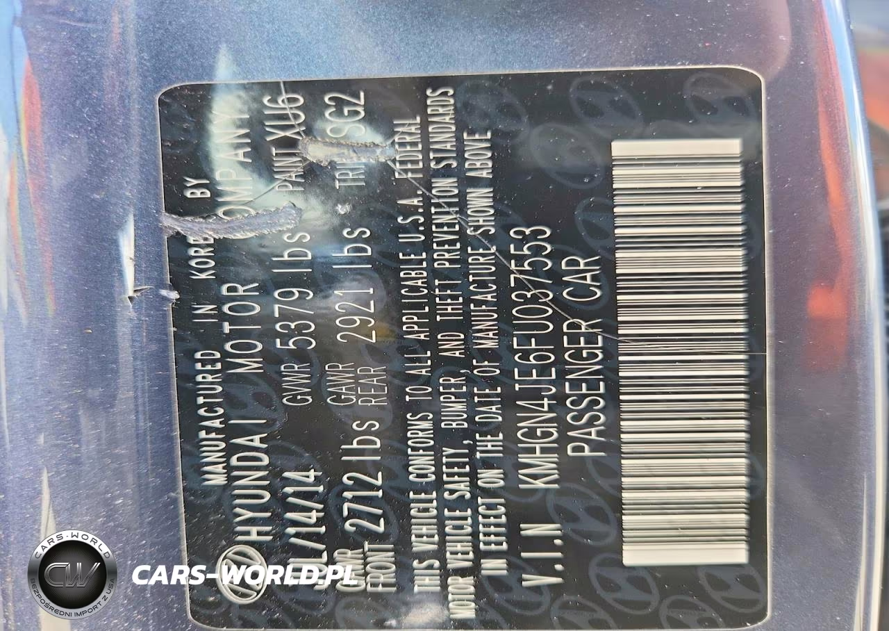 2015 Hyundai Genesis 3.8L VIN:KMHGN4JE6FU037553 - 12