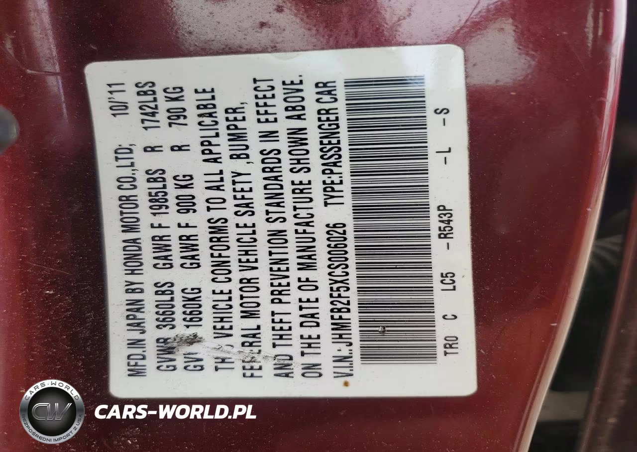 2012 Honda Civic Lx VIN:JHMFB2F5XCS006026 - 12