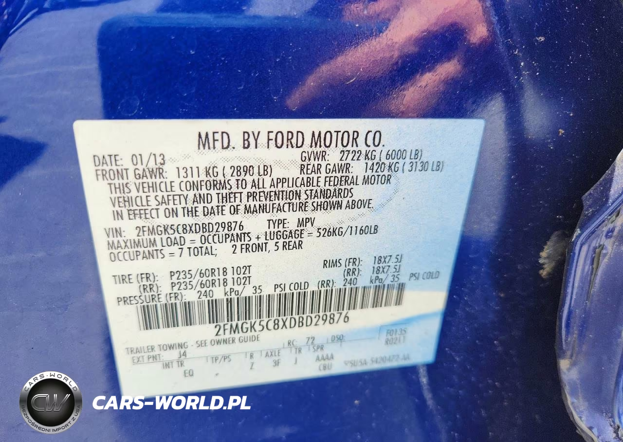 2013 Ford Flex Sel VIN:2FMGK5C8XDBD29876 - 13