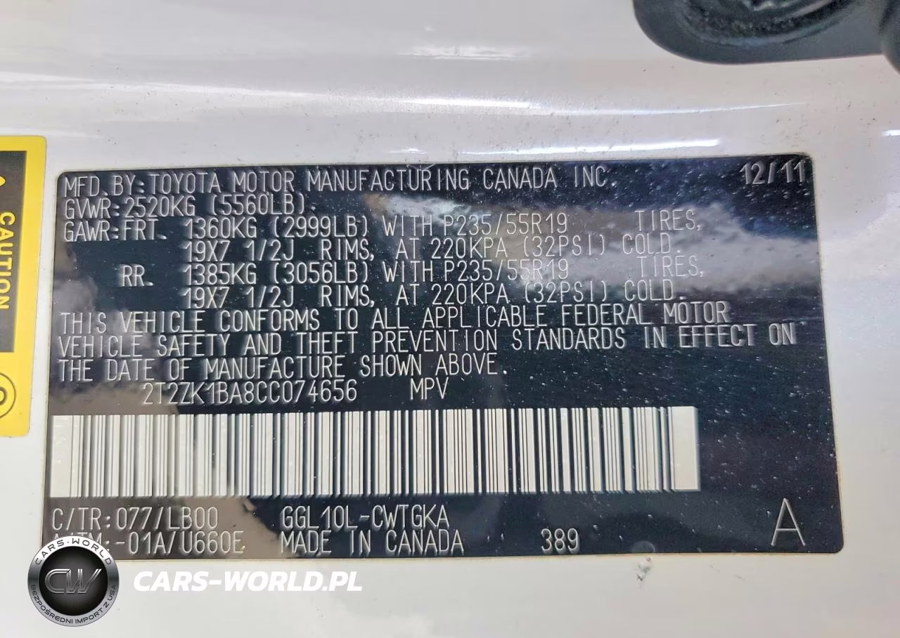 2012 Lexus Rx 350 VIN:2T2ZK1BA8CC074656 - 13