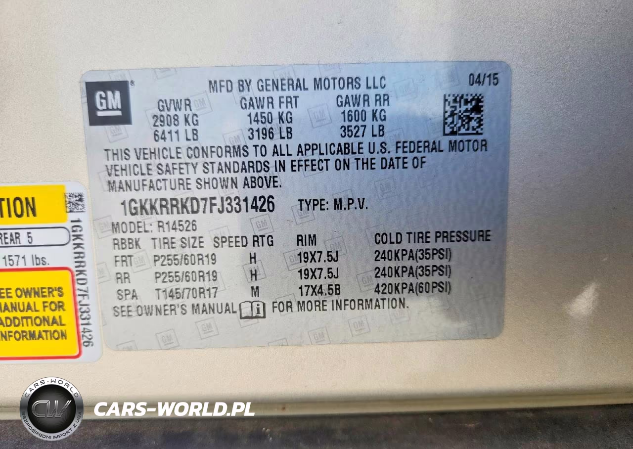 2015 GMC Acadia Slt-1 VIN:1GKKRRKD7FJ331426 - 14
