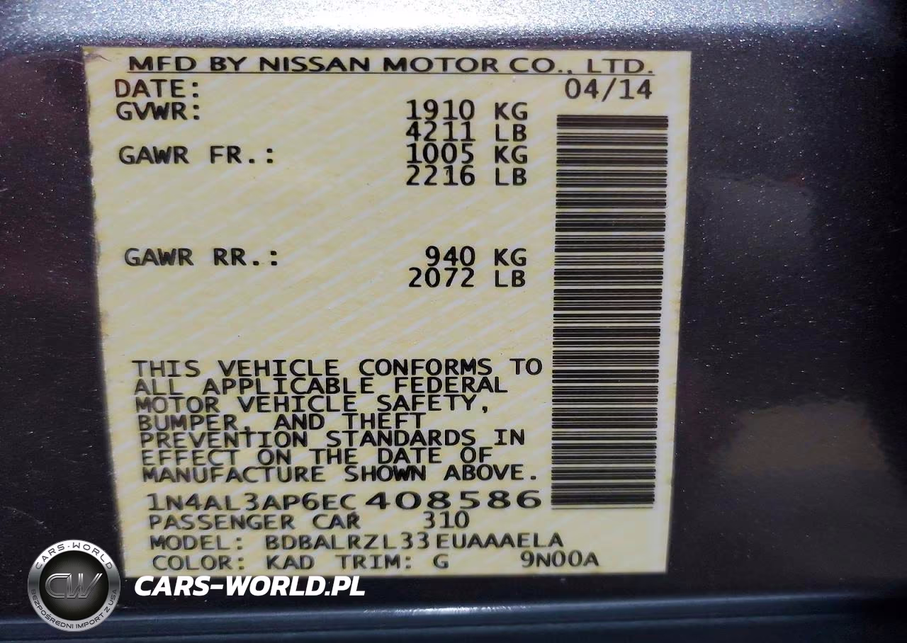 2014 Nissan Altima 2.5 S VIN:1N4AL3AP6EC408586 - 13