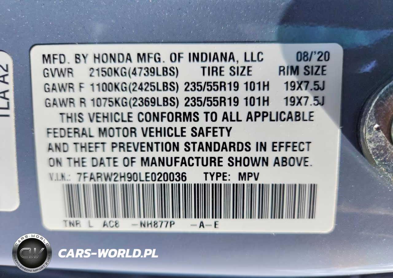 2020 Honda Cr-V Touring VIN:7FARW2H90LE020036 - 14
