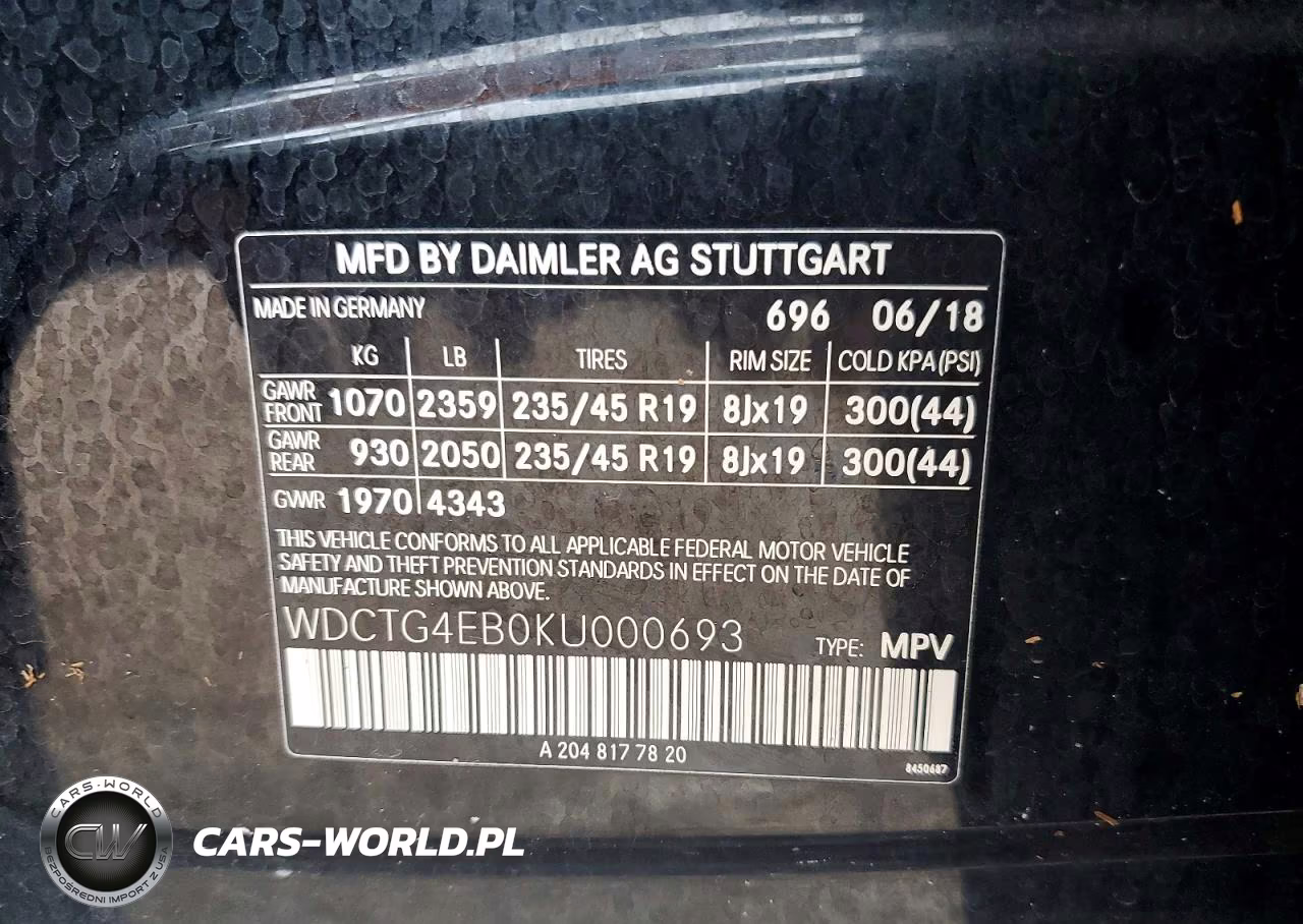 2019 Mercedes-Benz Gla 250 VIN:WDCTG4EB0KU000693 - 12