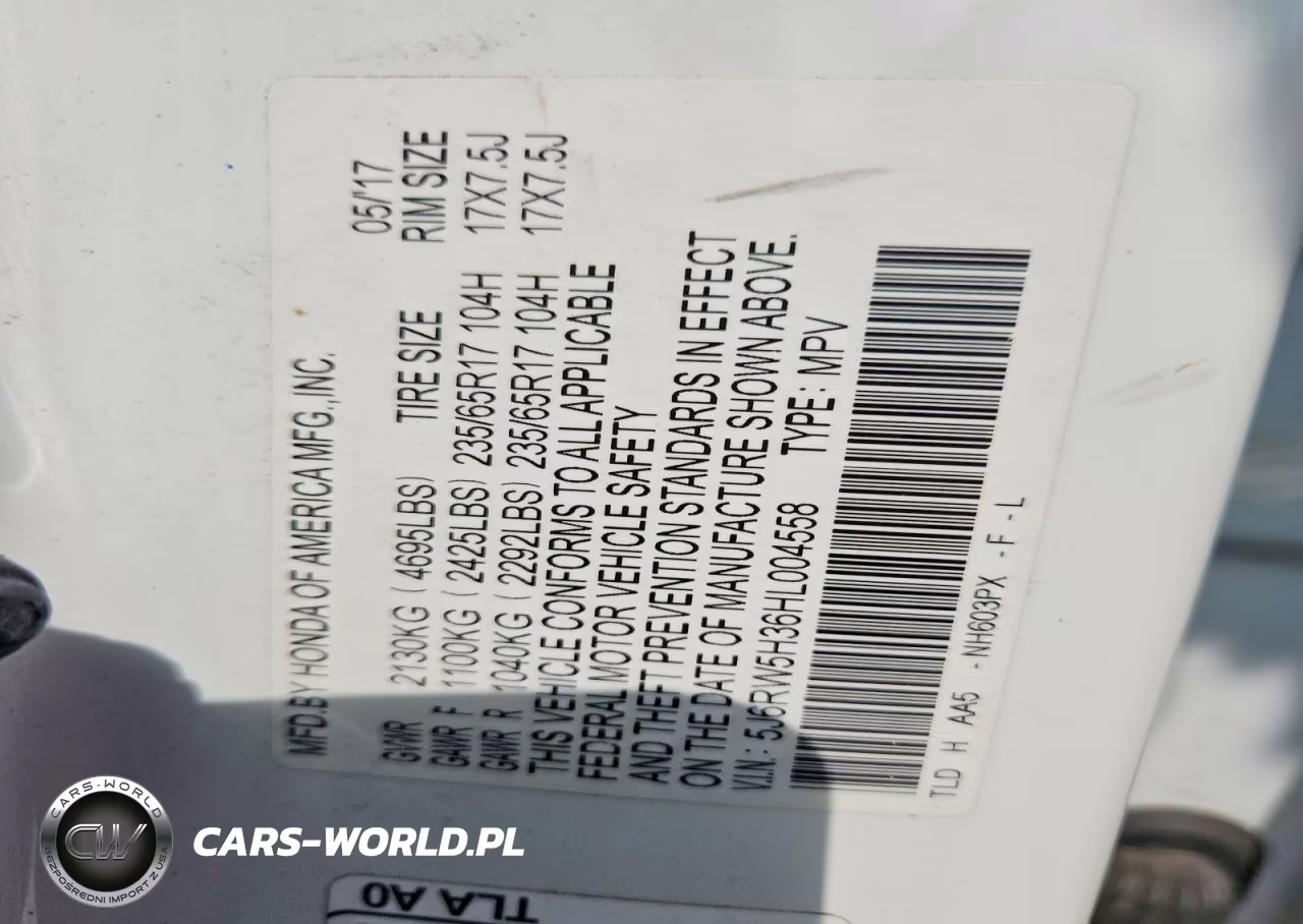 2017 Honda Cr-V Lx VIN:5J6RW5H36HL004558 - 14