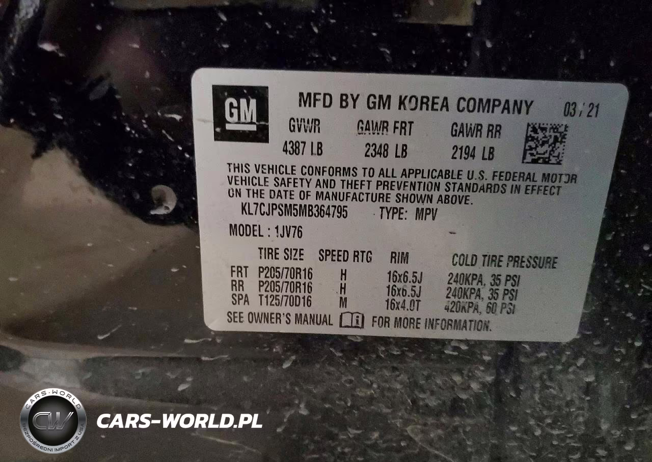 2021 Chevrolet Trax 1Lt VIN:KL7CJPSM5MB364795 - 13