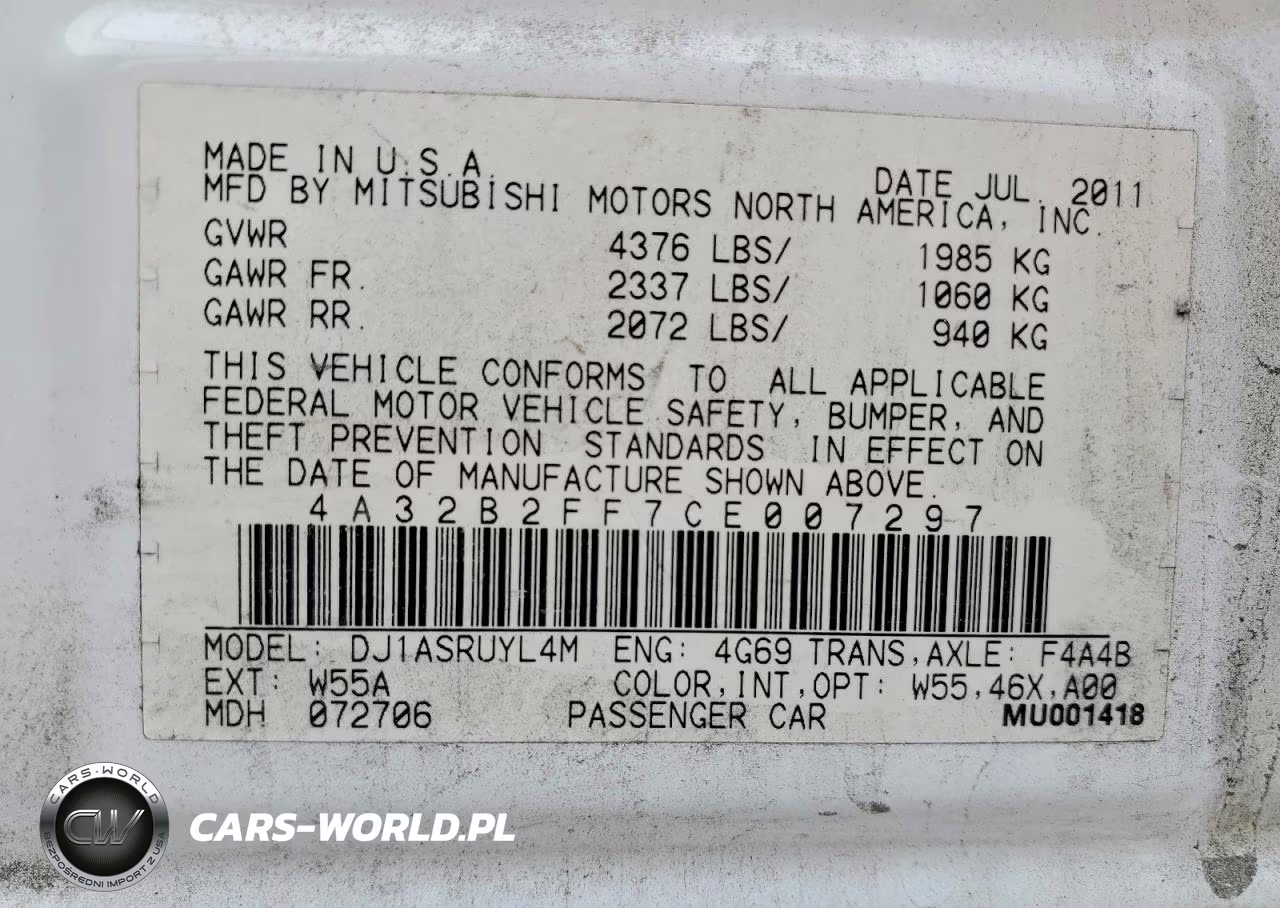2012 Mitsubishi Galant VIN:4A32B2FF7CE007297 - 14