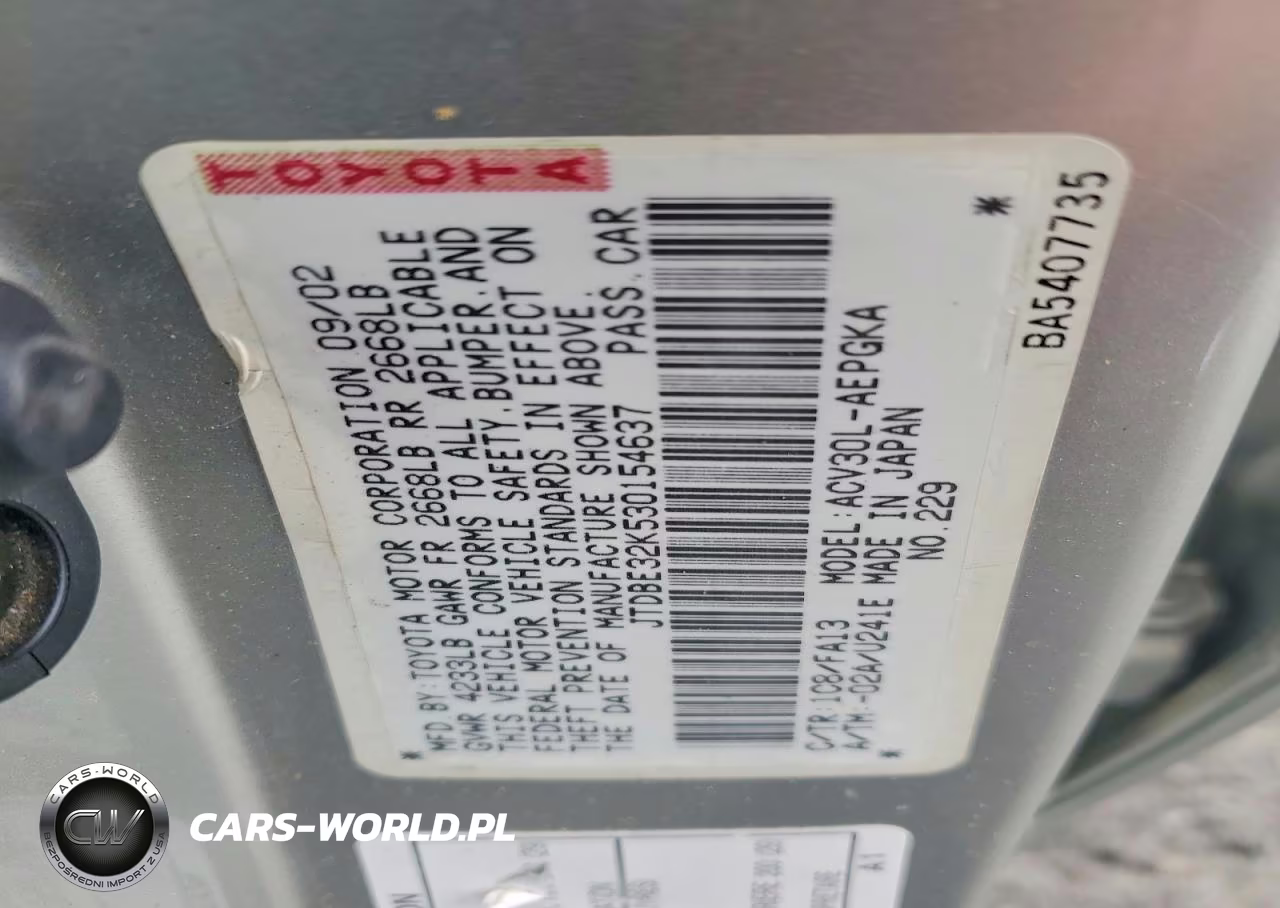 2003 Toyota Camry Xle VIN:JTDBE32K530154637 - 12