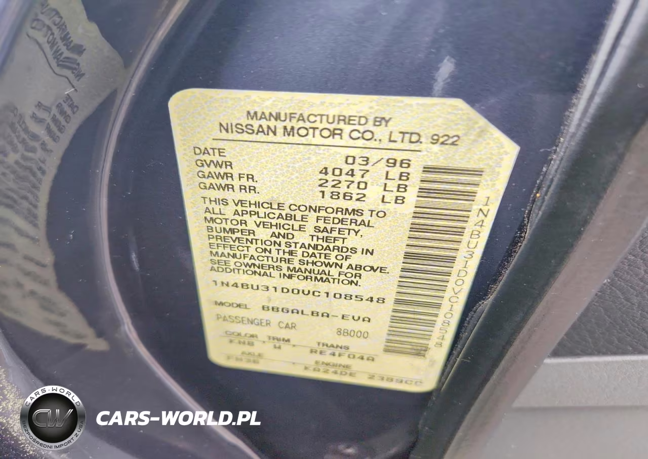 1997 Nissan Altima Xe VIN:1N4BU31D0VC108548 - 12
