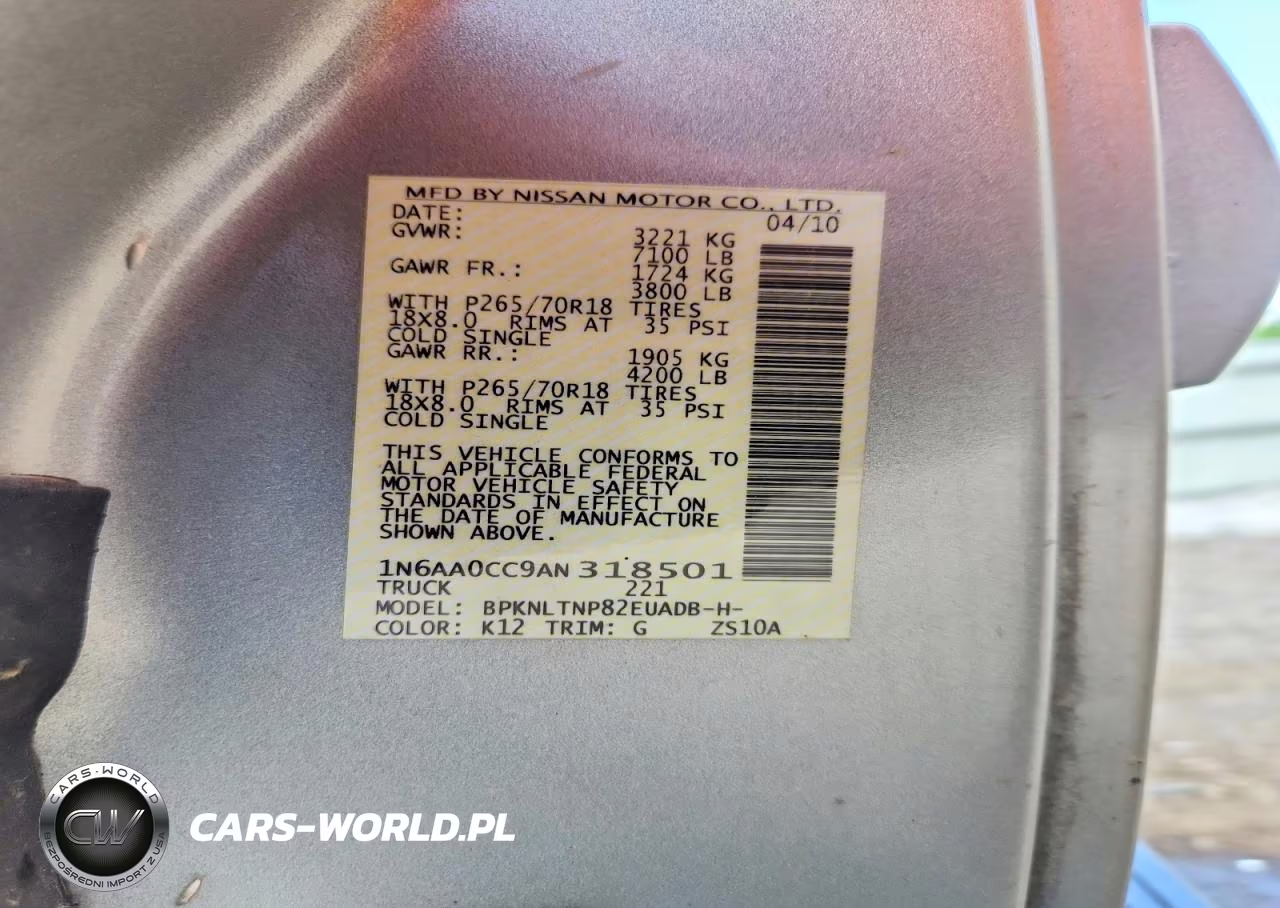 2010 Nissan Titan Se VIN:1N6AA0CC9AN318501 - 12