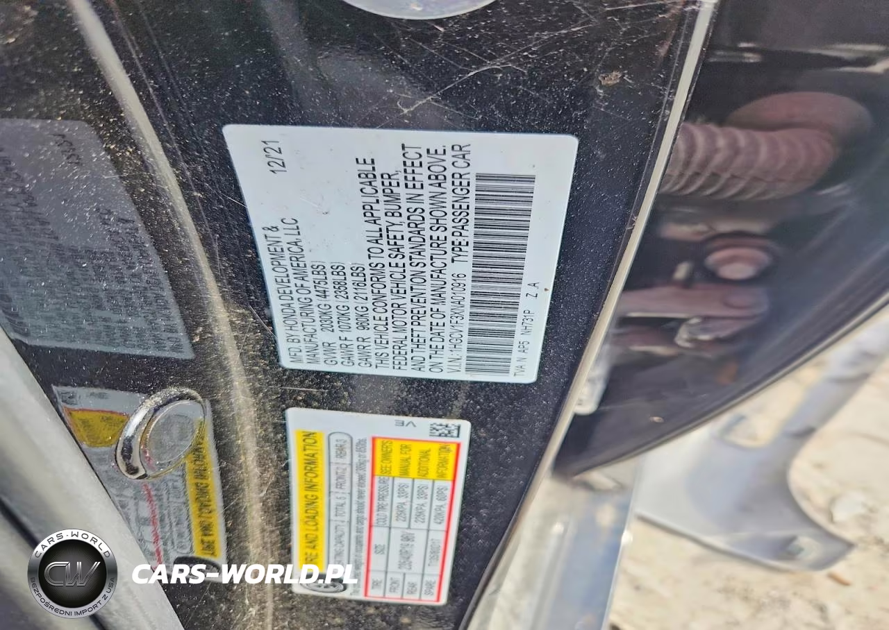2022 Honda Accord Sport VIN:1HGCV1F3XNA010916 - 12