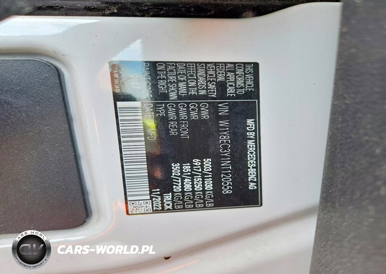 2022 Mercedes Benz Sprinter 3500Xd Delivery Van VIN:W1Y8EC3Y1NT120558 - 12