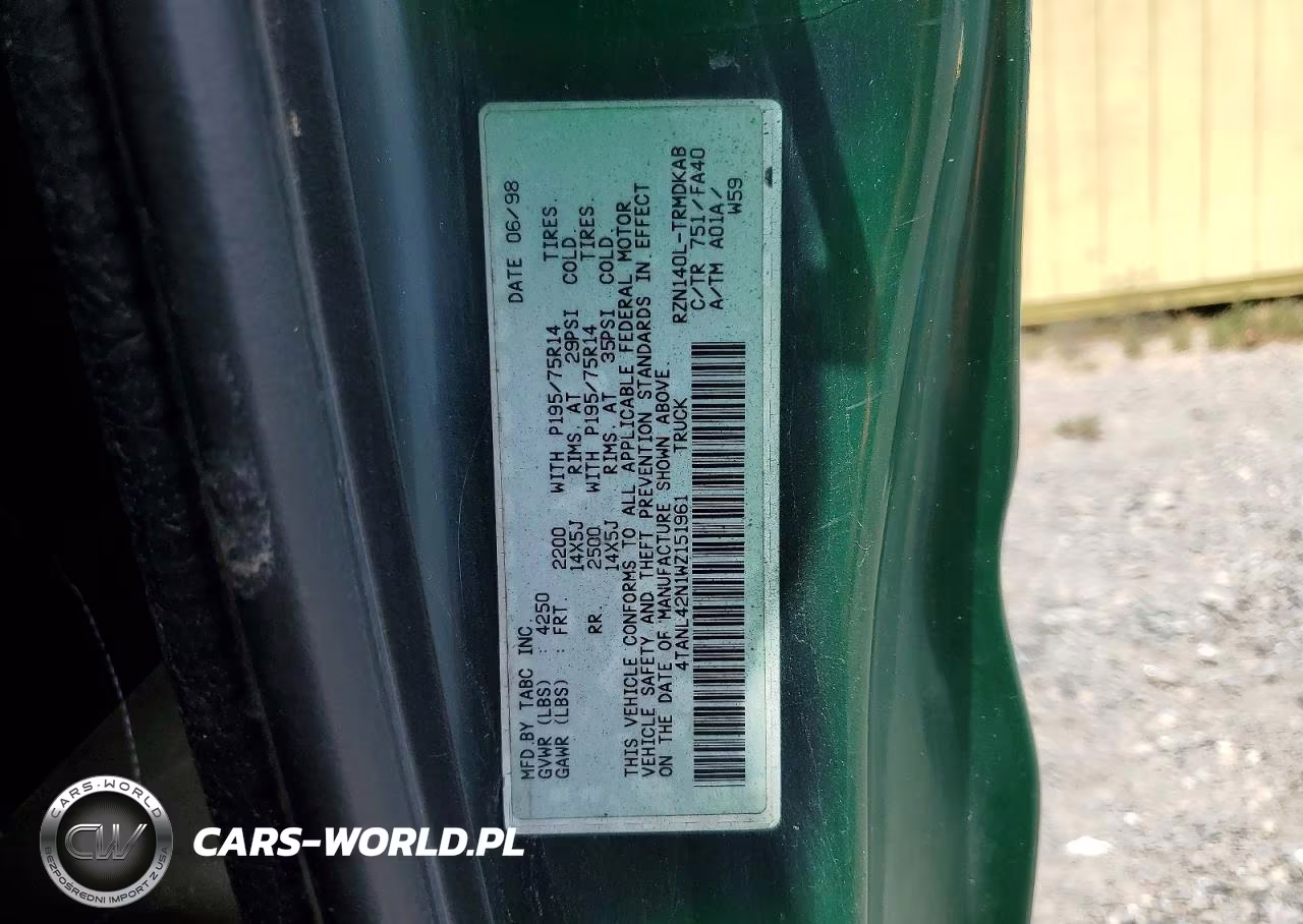 1998 Toyota Tacoma Base VIN:4TANL42N1WZ151961 - 12