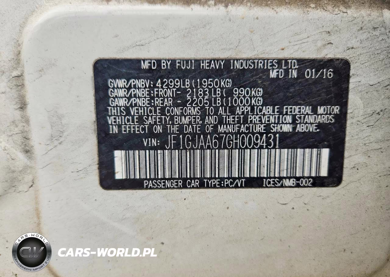 2016 Subaru Impreza VIN:JF1GJAA67GH009431 - 12