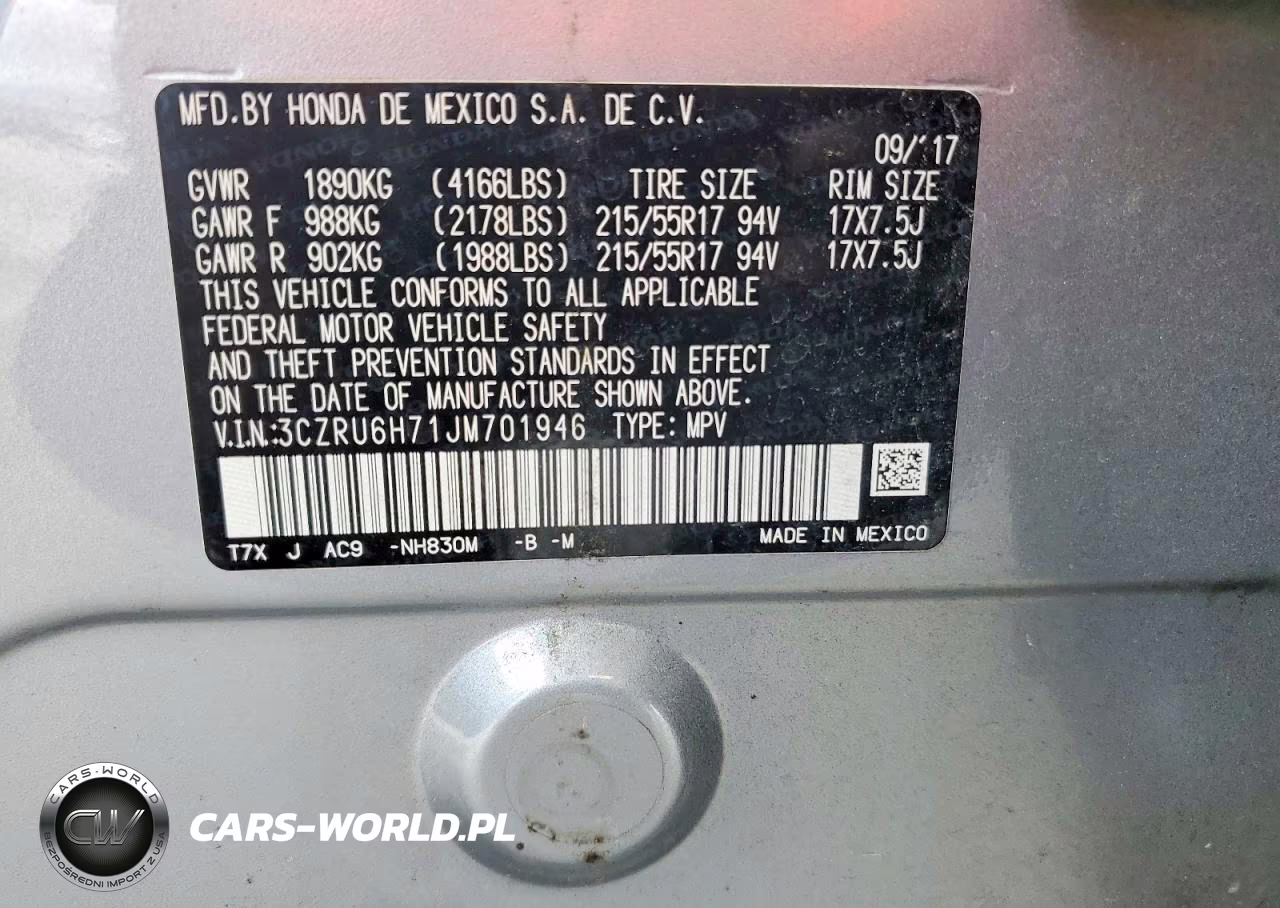 2018 Honda Hr-V Exl VIN:3CZRU6H71JM701946 - 12