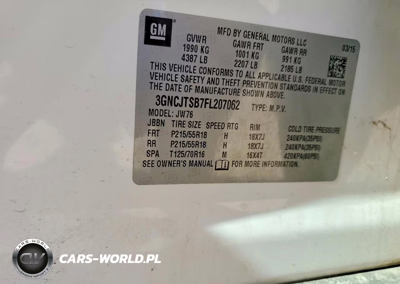 2015 Chevrolet Trax Ltz VIN:3GNCJTSB7FL207062 - 13