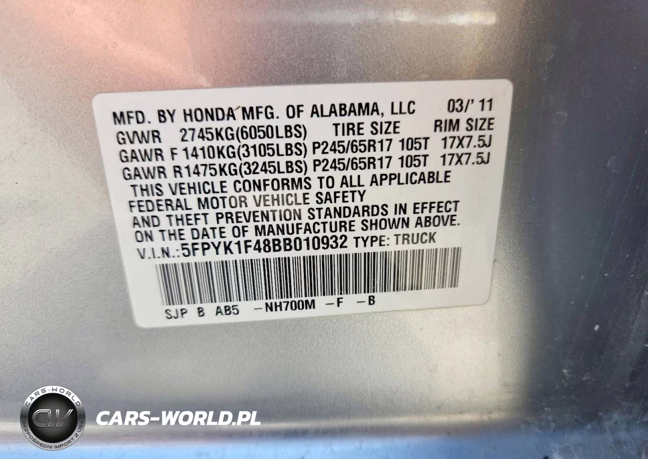 2011 Honda Ridgeline Rts VIN:5FPYK1F48BB010932 - 12