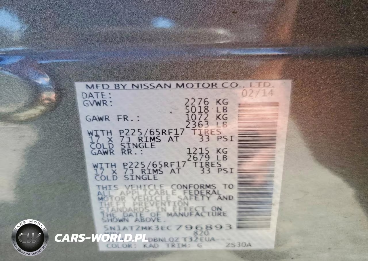 2014 Nissan Rogue Sv VIN:5N1AT2MK3EC796893 - 14