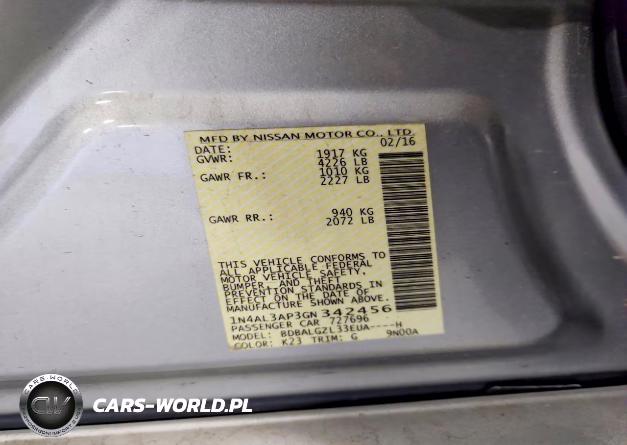 2016 Nissan Altima 2.5 VIN:1N4AL3AP3GN342456 - 12