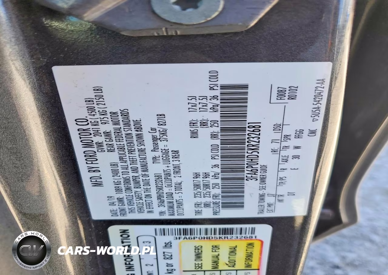 2019 Ford Fusion Se VIN:3FA6P0HD5KR232681 - 12