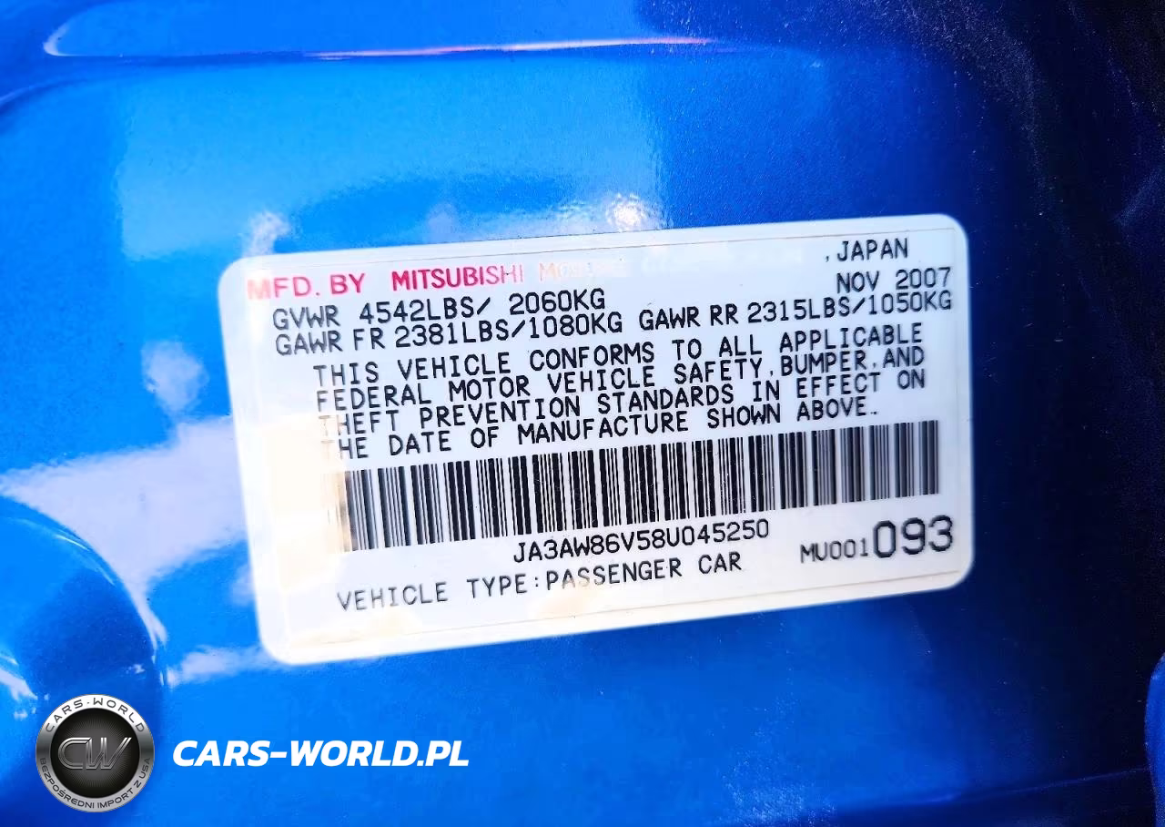 2008 Mitsubishi Lancer Evolution Gsr VIN:JA3AW86V58U045250 - 12