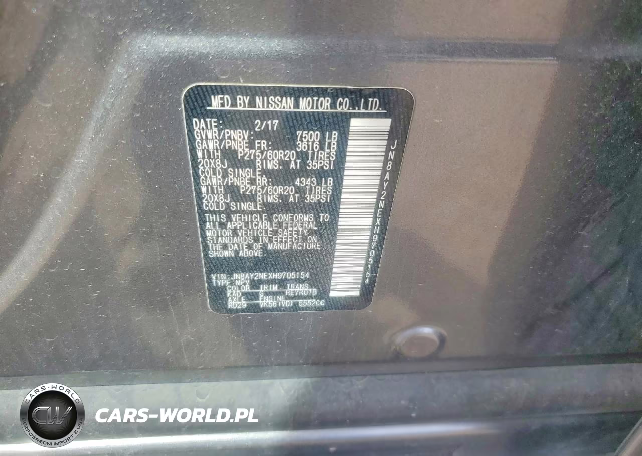 2017 Nissan Armada Platinum VIN:JN8AY2NEXH9705154 - 13