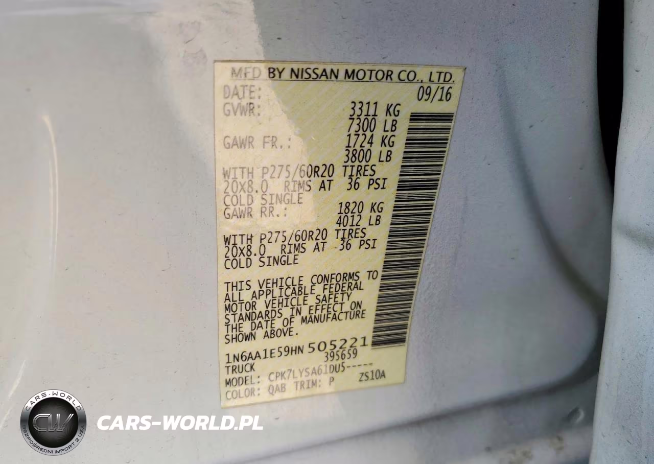 2017 Nissan Titan Platinum Reserve VIN:1N6AA1E59HN505221 - 12