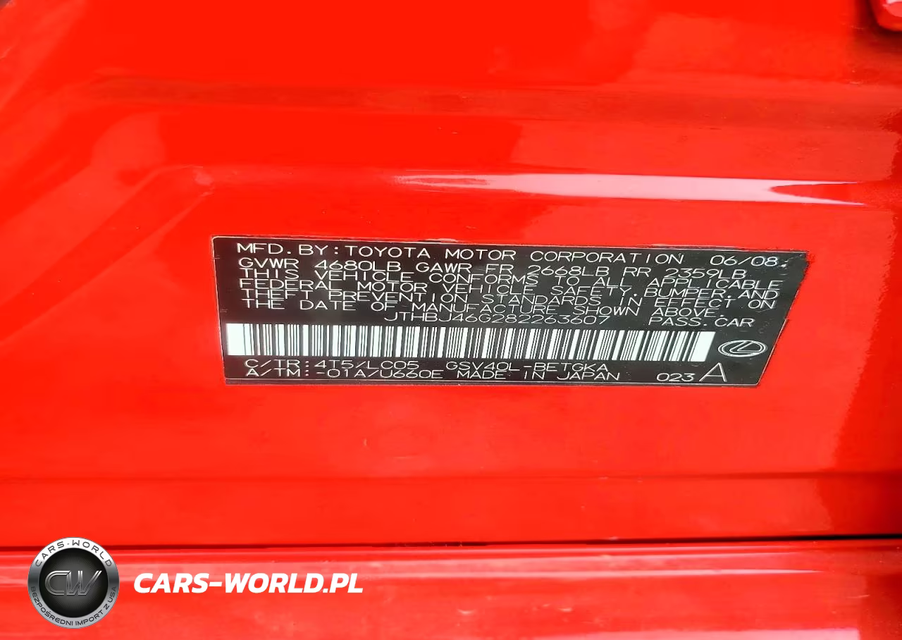 2008 Lexus Es 350 VIN:JTHBJ46G282263607 - 12