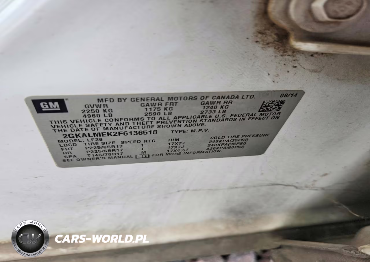 2015 GMC Terrain Sle VIN:2GKALMEK2F6136518 - 12
