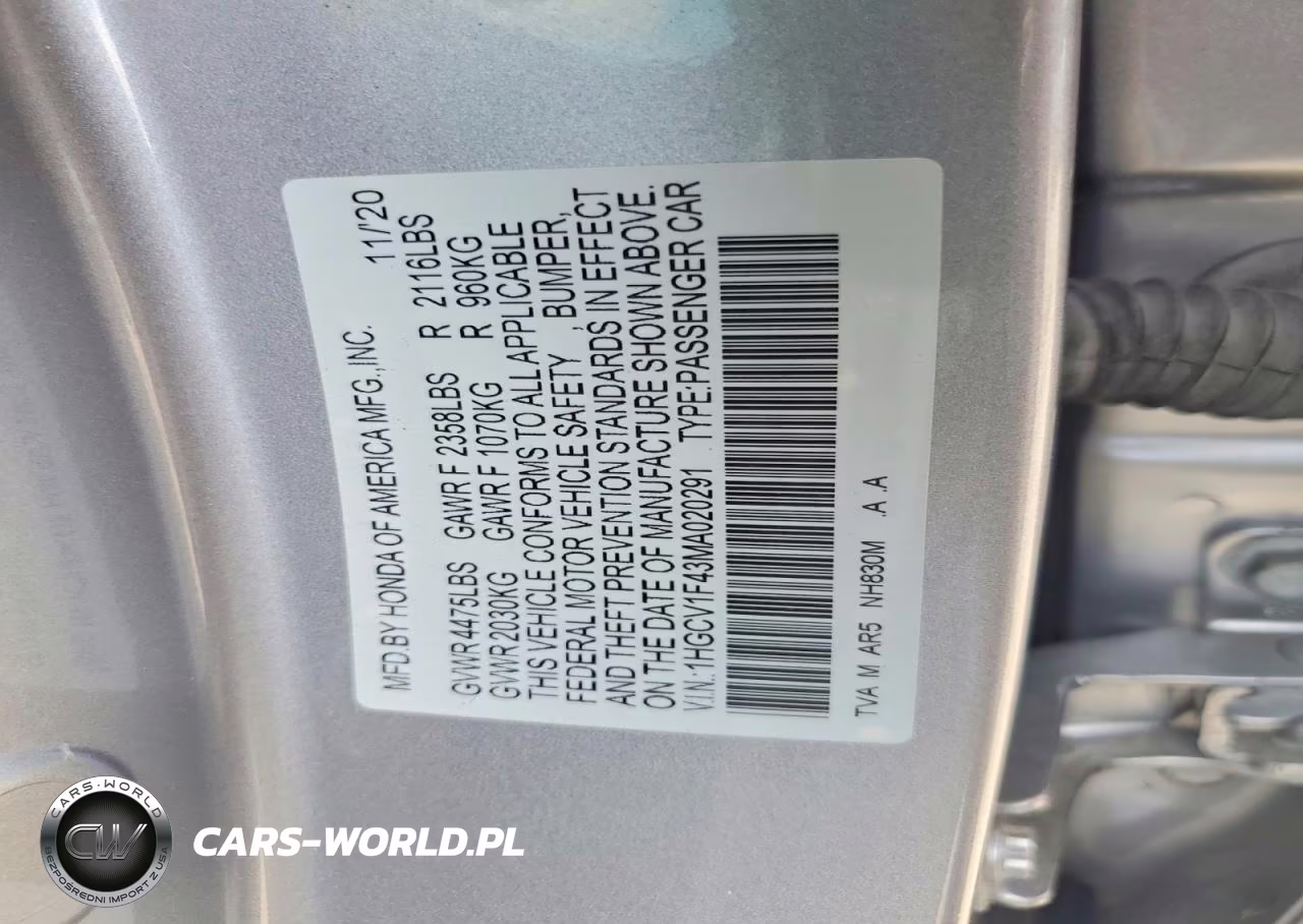 2021 Honda Accord Sport Se VIN:1HGCV1F43MA020291 - 13