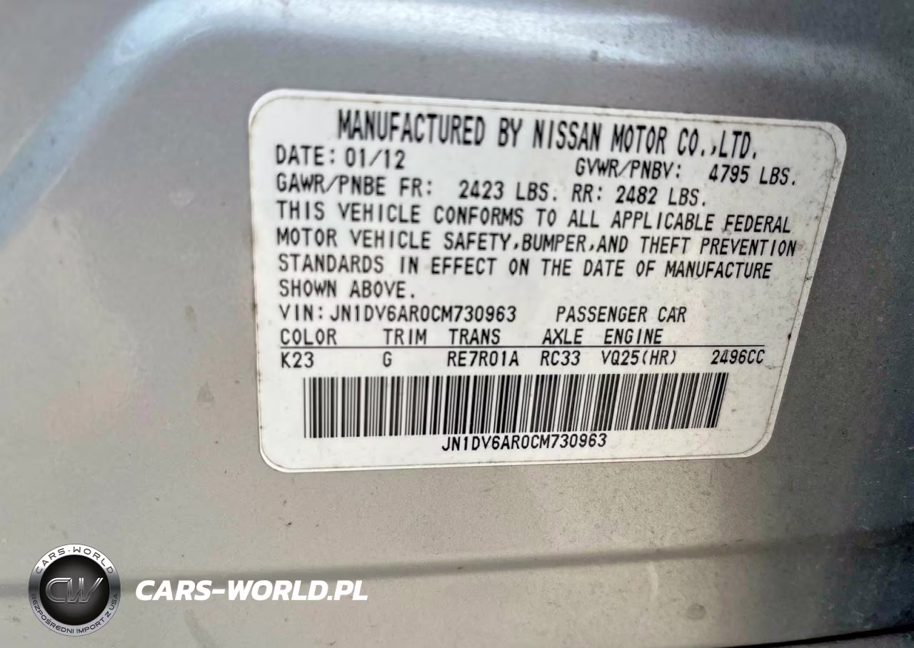 2012 Infiniti G25X VIN:JN1DV6AR0CM730963 - 10