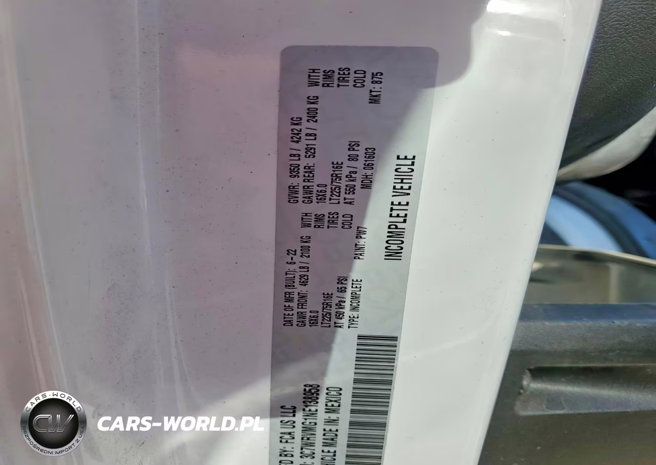 2022 Ram Promaster 3500 3500 Standard VIN:3C7WRVMG1NE138958 - 12